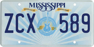 MS license plate ZCX589