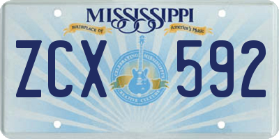 MS license plate ZCX592