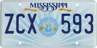 MS license plate ZCX593