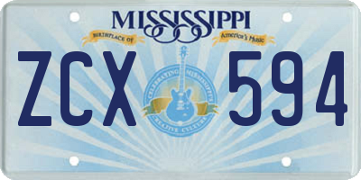 MS license plate ZCX594