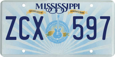 MS license plate ZCX597