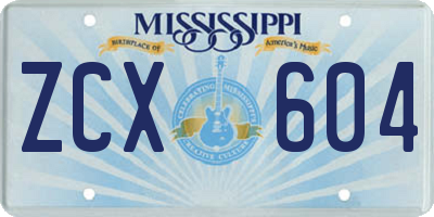 MS license plate ZCX604