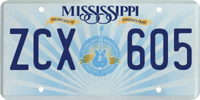 MS license plate ZCX605