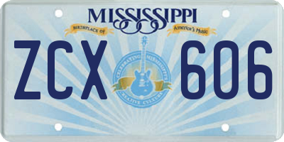 MS license plate ZCX606