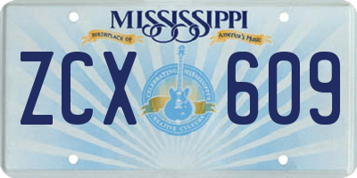 MS license plate ZCX609