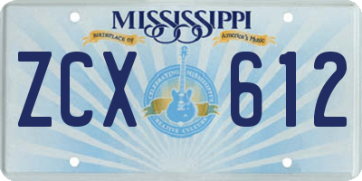 MS license plate ZCX612