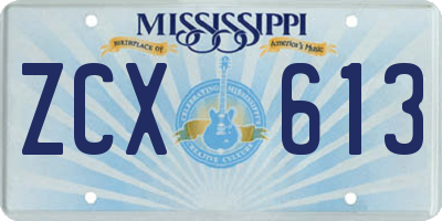 MS license plate ZCX613