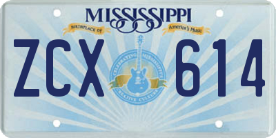 MS license plate ZCX614