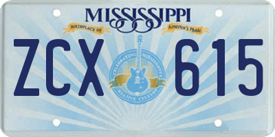 MS license plate ZCX615