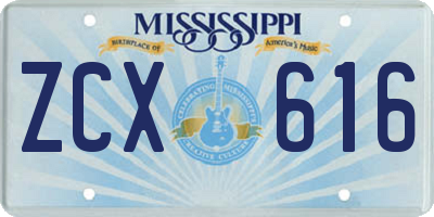 MS license plate ZCX616