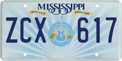 MS license plate ZCX617