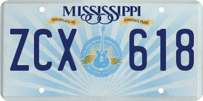 MS license plate ZCX618