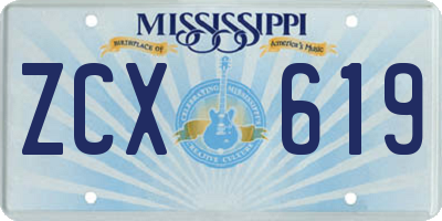 MS license plate ZCX619