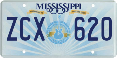 MS license plate ZCX620