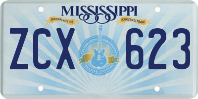 MS license plate ZCX623