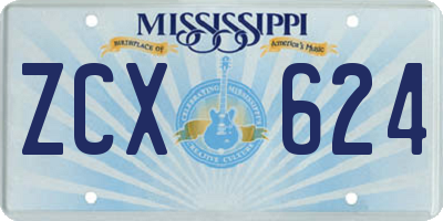 MS license plate ZCX624