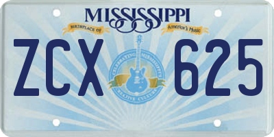 MS license plate ZCX625