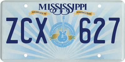 MS license plate ZCX627