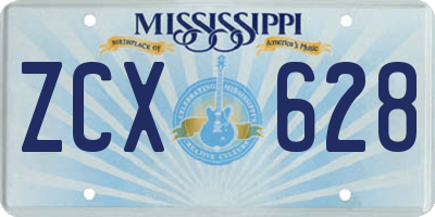 MS license plate ZCX628