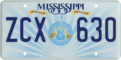 MS license plate ZCX630