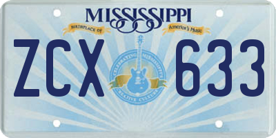 MS license plate ZCX633