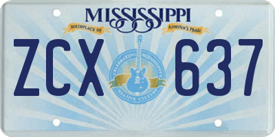 MS license plate ZCX637