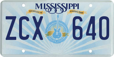 MS license plate ZCX640