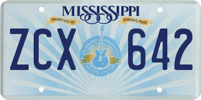 MS license plate ZCX642