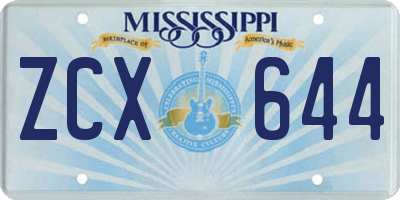 MS license plate ZCX644