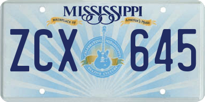 MS license plate ZCX645