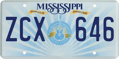 MS license plate ZCX646