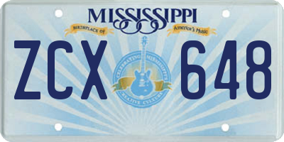 MS license plate ZCX648