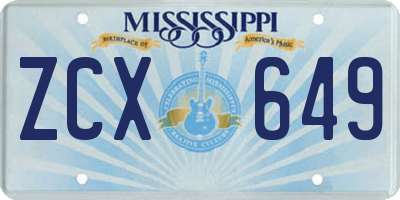 MS license plate ZCX649