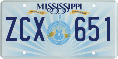 MS license plate ZCX651