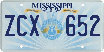 MS license plate ZCX652