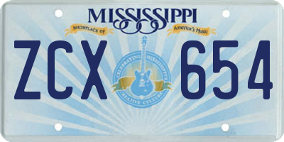 MS license plate ZCX654