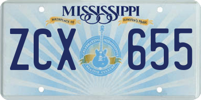 MS license plate ZCX655