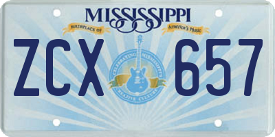 MS license plate ZCX657