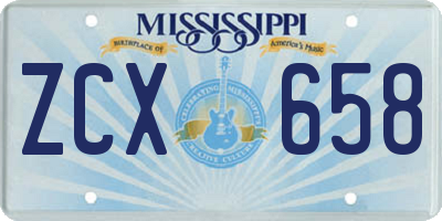 MS license plate ZCX658