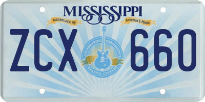 MS license plate ZCX660