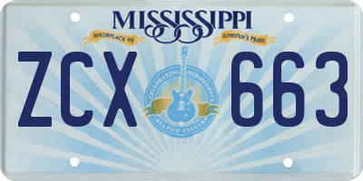 MS license plate ZCX663