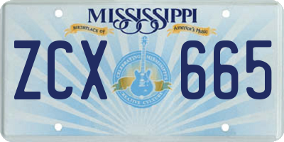 MS license plate ZCX665