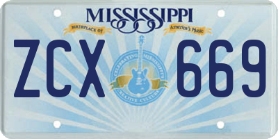 MS license plate ZCX669
