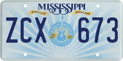 MS license plate ZCX673