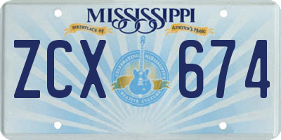 MS license plate ZCX674