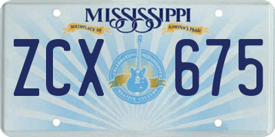 MS license plate ZCX675