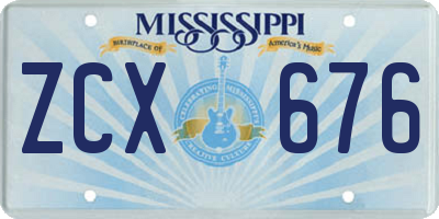 MS license plate ZCX676