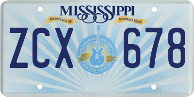 MS license plate ZCX678