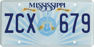 MS license plate ZCX679
