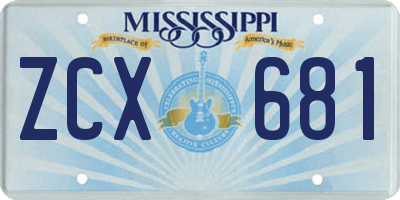 MS license plate ZCX681